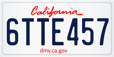 CA license plate 6TTE457