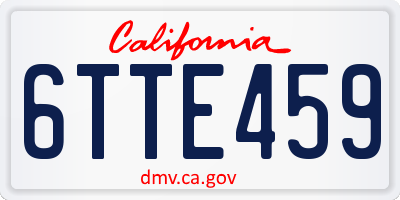 CA license plate 6TTE459