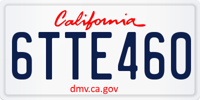 CA license plate 6TTE460
