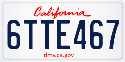 CA license plate 6TTE467