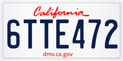 CA license plate 6TTE472