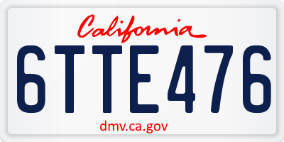 CA license plate 6TTE476