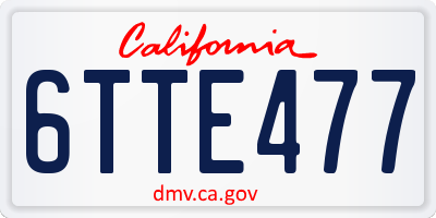 CA license plate 6TTE477