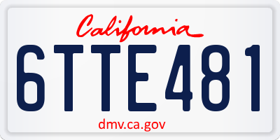 CA license plate 6TTE481