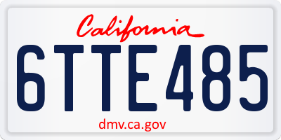 CA license plate 6TTE485