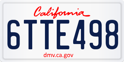 CA license plate 6TTE498