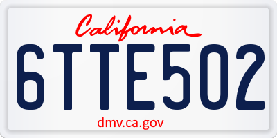 CA license plate 6TTE502