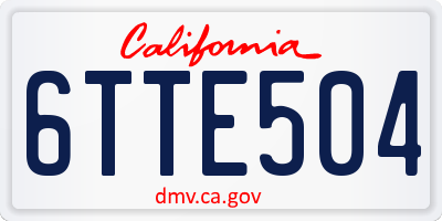 CA license plate 6TTE504