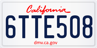 CA license plate 6TTE508
