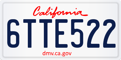 CA license plate 6TTE522