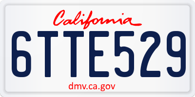 CA license plate 6TTE529