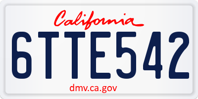 CA license plate 6TTE542