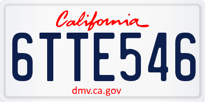 CA license plate 6TTE546