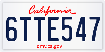 CA license plate 6TTE547