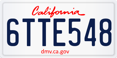 CA license plate 6TTE548