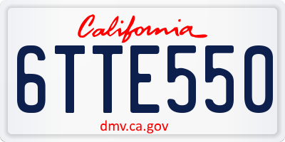 CA license plate 6TTE550