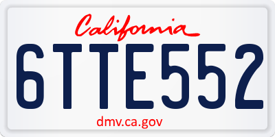 CA license plate 6TTE552