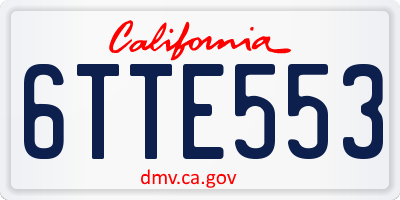 CA license plate 6TTE553
