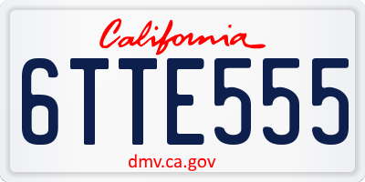 CA license plate 6TTE555