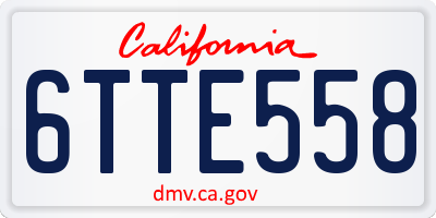 CA license plate 6TTE558