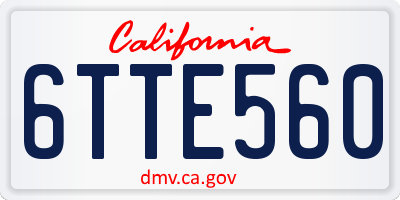 CA license plate 6TTE560