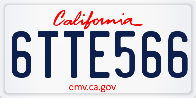 CA license plate 6TTE566