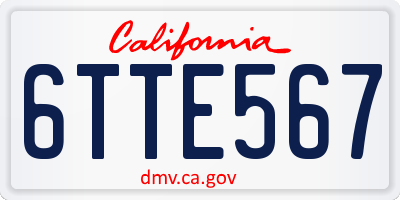 CA license plate 6TTE567
