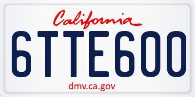 CA license plate 6TTE600