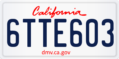 CA license plate 6TTE603