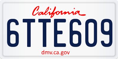 CA license plate 6TTE609
