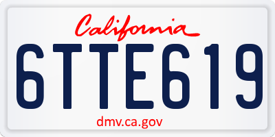 CA license plate 6TTE619