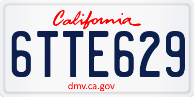 CA license plate 6TTE629