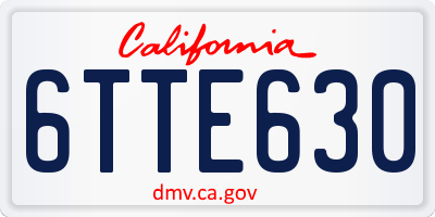 CA license plate 6TTE630