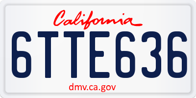 CA license plate 6TTE636