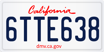 CA license plate 6TTE638