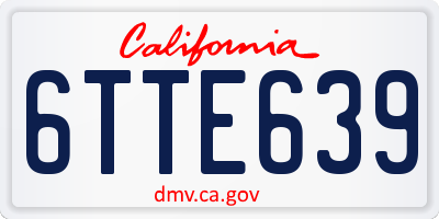 CA license plate 6TTE639