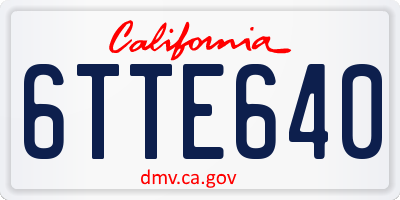 CA license plate 6TTE640