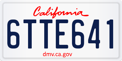 CA license plate 6TTE641
