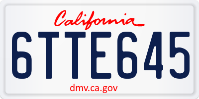 CA license plate 6TTE645