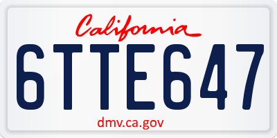 CA license plate 6TTE647