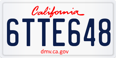 CA license plate 6TTE648