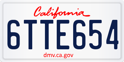 CA license plate 6TTE654