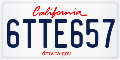CA license plate 6TTE657