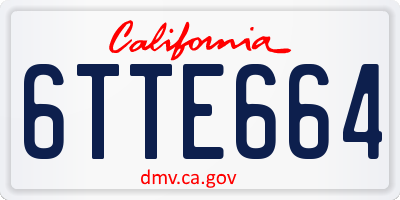 CA license plate 6TTE664