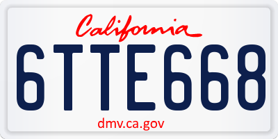 CA license plate 6TTE668