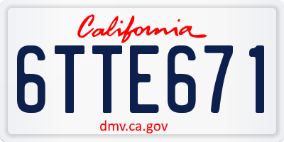 CA license plate 6TTE671