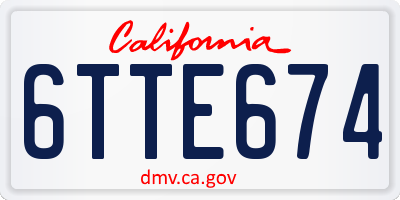 CA license plate 6TTE674