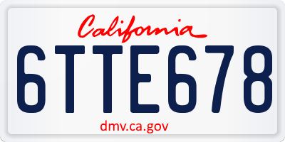 CA license plate 6TTE678