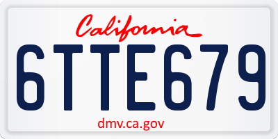 CA license plate 6TTE679