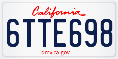 CA license plate 6TTE698
